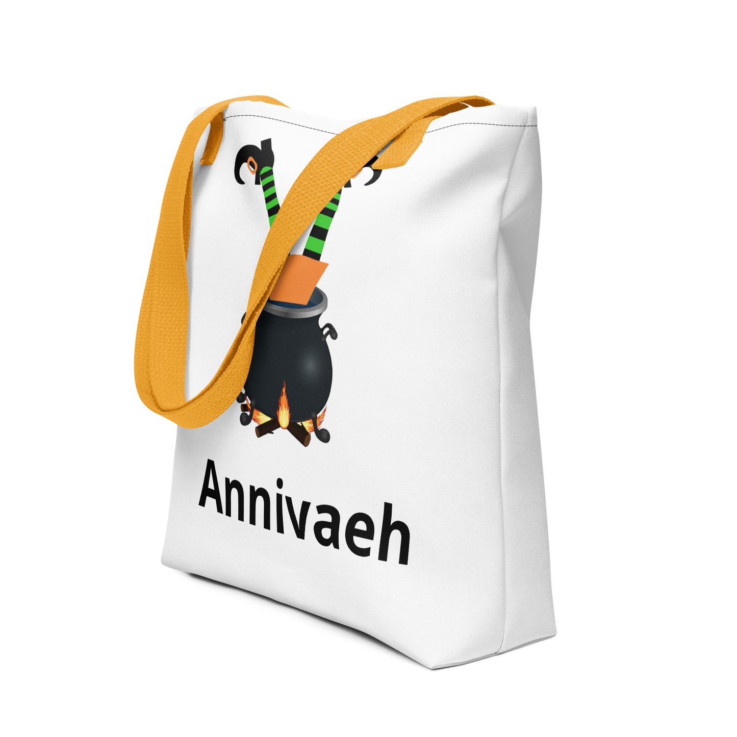 Personalized Halloween Tote Bag Witch in Cauldron